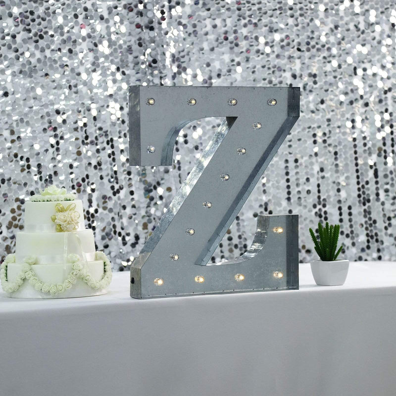 1.7 ft Lighted Metal Marquee Silver Light Up Letter