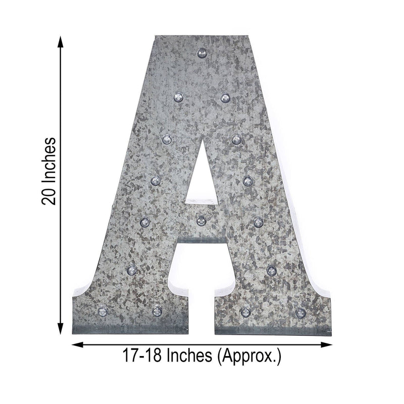 1.7 ft Lighted Metal Marquee Silver Light Up Letter