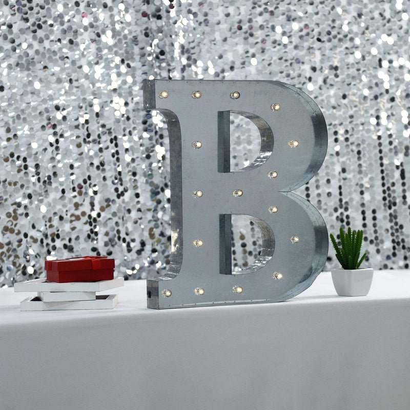1.7 ft Lighted Metal Marquee Silver Light Up Letter