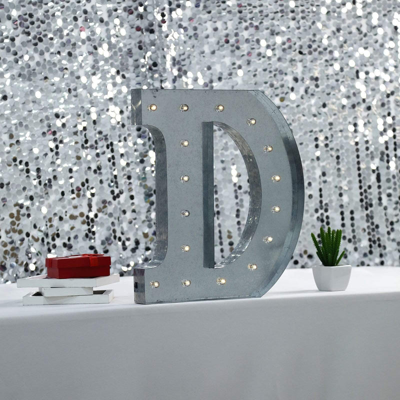 1.7 ft Lighted Metal Marquee Silver Light Up Letter