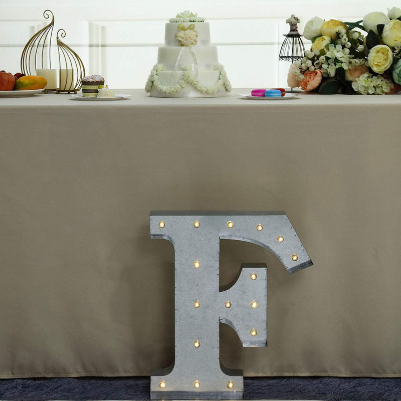 1.7 ft Lighted Metal Marquee Silver Light Up Letter