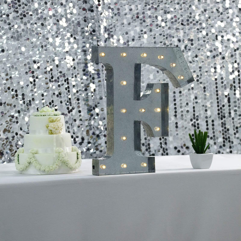 1.7 ft Lighted Metal Marquee Silver Light Up Letter
