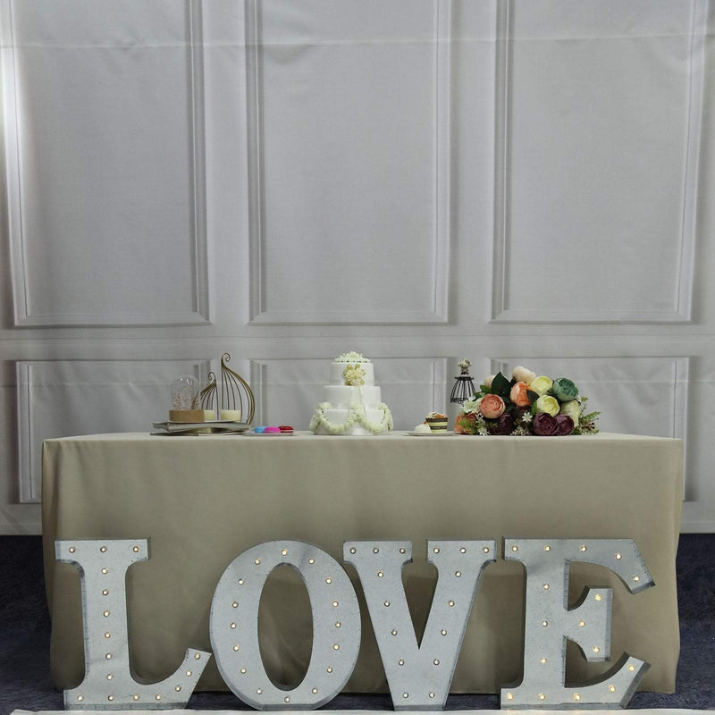 1.7 ft Lighted Metal Marquee Silver Light Up Letter