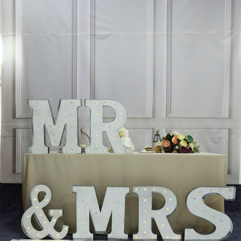 1.7 ft Lighted Metal Marquee Silver Light Up Letter