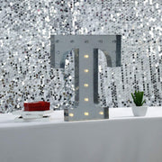 1.7 ft Lighted Metal Marquee Silver Light Up Letter