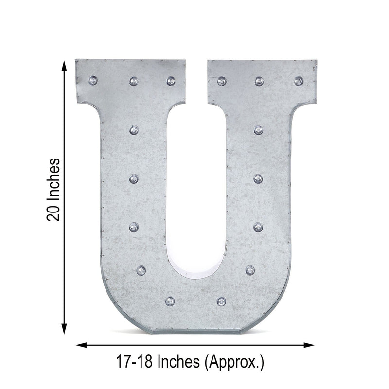 1.7 ft Lighted Metal Marquee Silver Light Up Letter