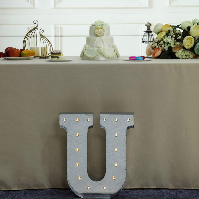1.7 ft Lighted Metal Marquee Silver Light Up Letter