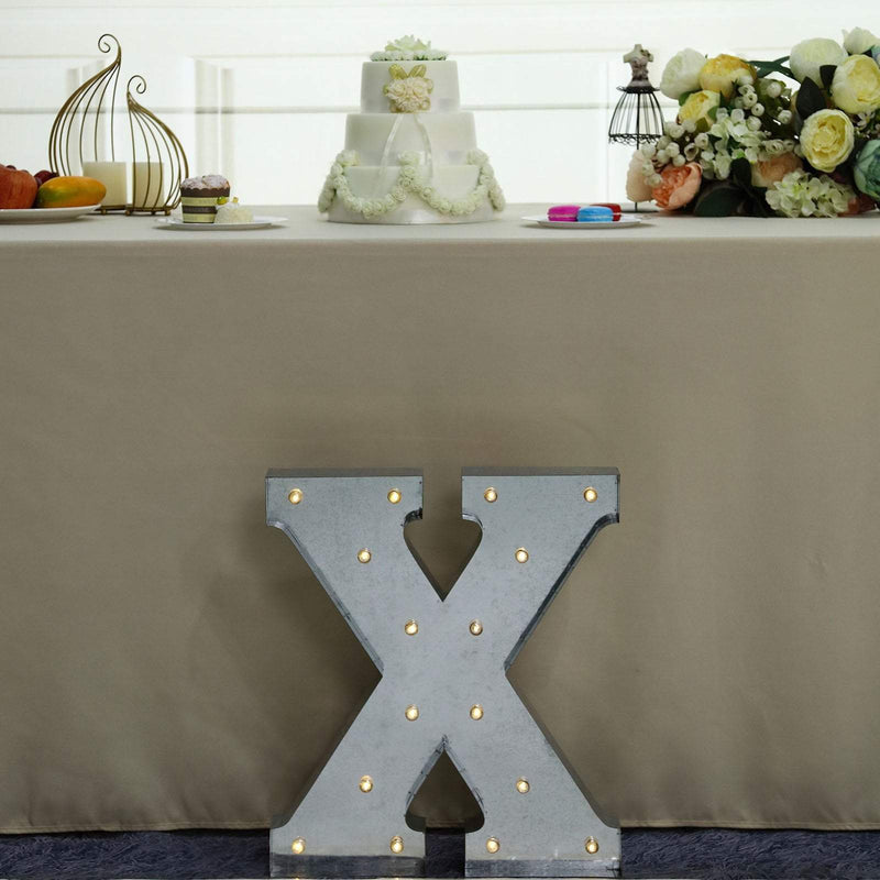 1.7 ft Lighted Metal Marquee Silver Light Up Letter