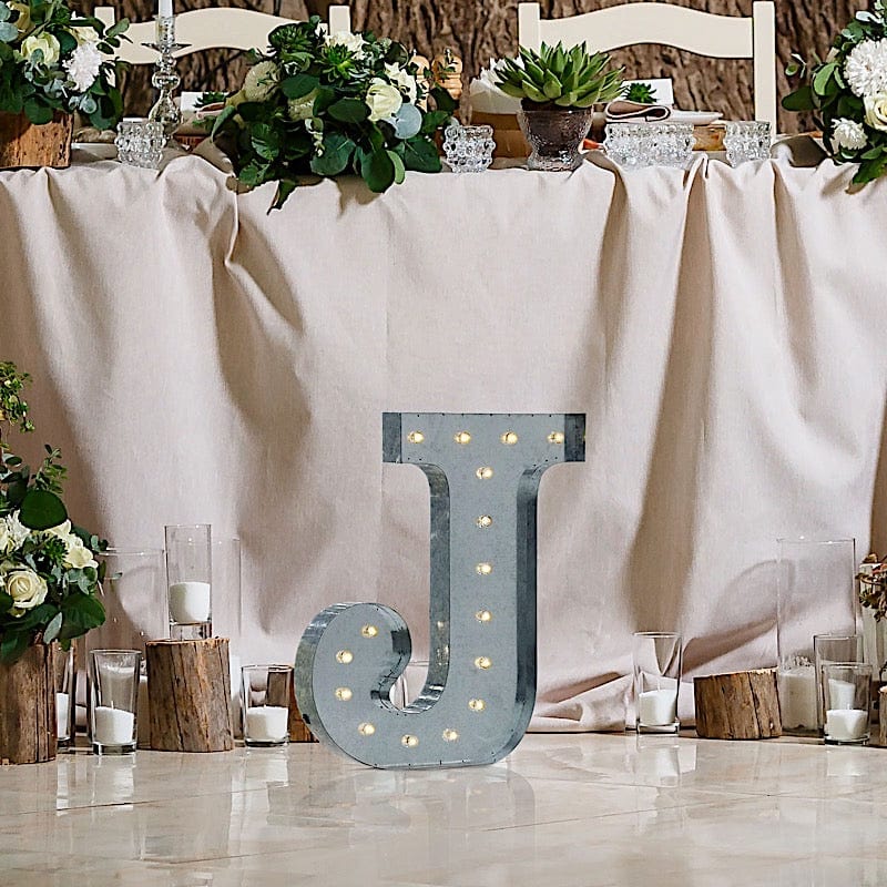 1.7 ft Lighted Metal Marquee Silver Light Up Letter