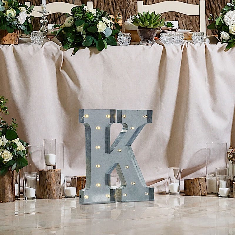 1.7 ft Lighted Metal Marquee Silver Light Up Letter