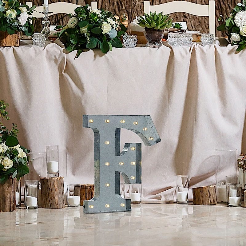 1.7 ft Lighted Metal Marquee Silver Light Up Letter