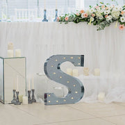 1.7 ft Lighted Metal Marquee Silver Light Up Letter