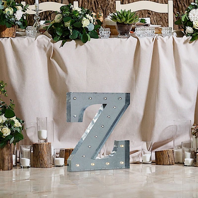 1.7 ft Lighted Metal Marquee Silver Light Up Letter