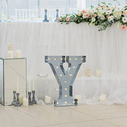 1.7 ft Lighted Metal Marquee Silver Light Up Letter