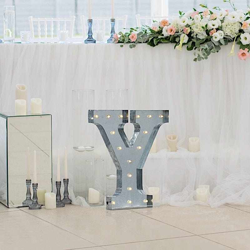 1.7 ft Lighted Metal Marquee Silver Light Up Letter