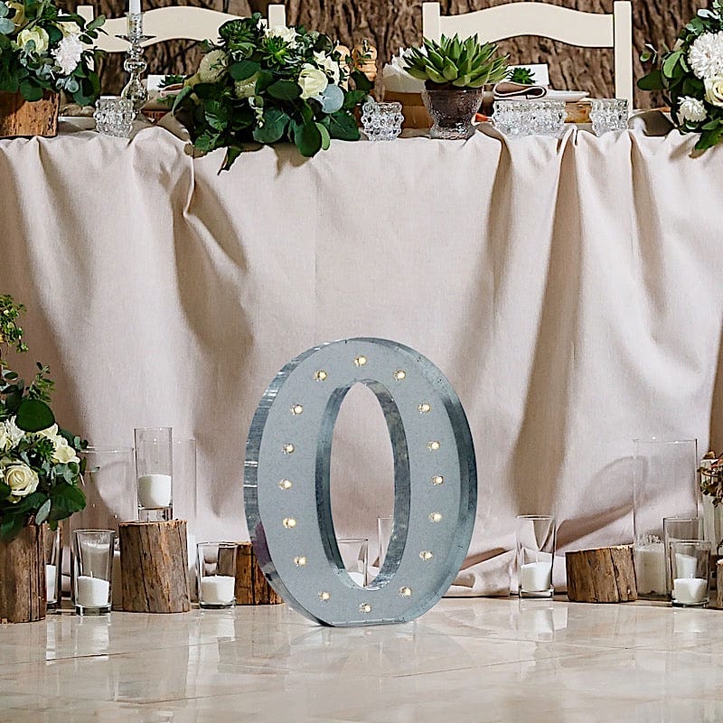 1.7 ft Lighted Metal Marquee Silver Light Up Letter