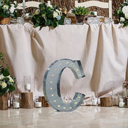 1.7 ft Lighted Metal Marquee Silver Light Up Letter