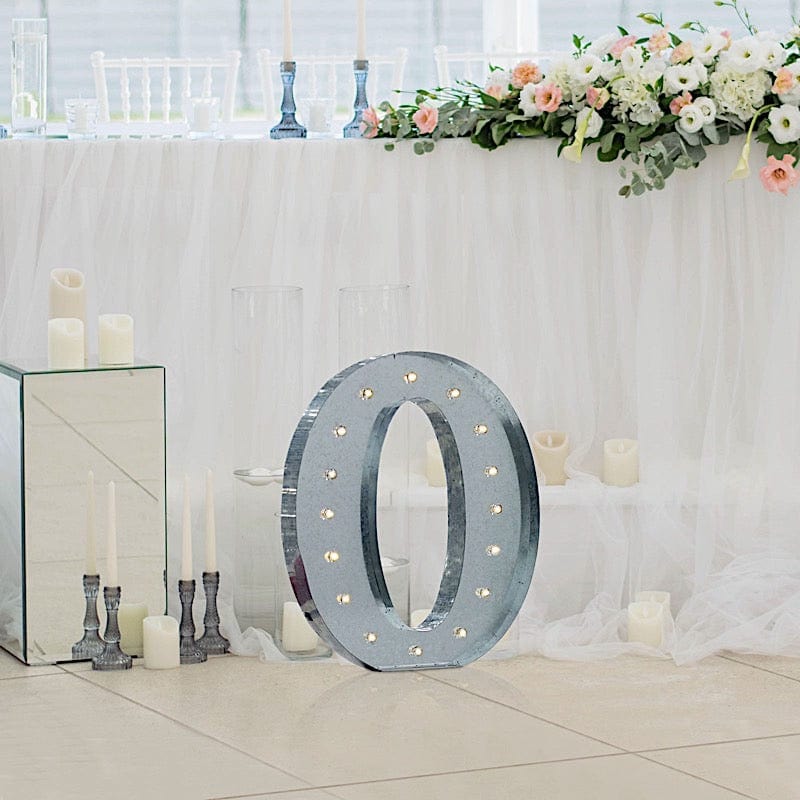 1.7 ft Lighted Metal Marquee Silver Light Up Letter