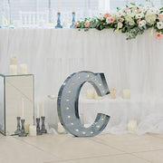 1.7 ft Lighted Metal Marquee Silver Light Up Letter