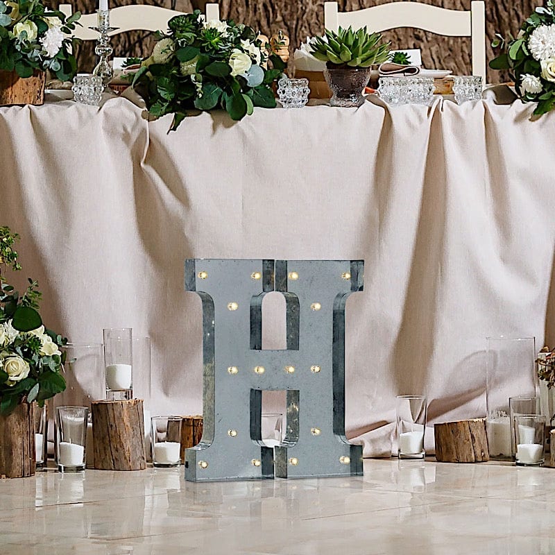 1.7 ft Lighted Metal Marquee Silver Light Up Letter