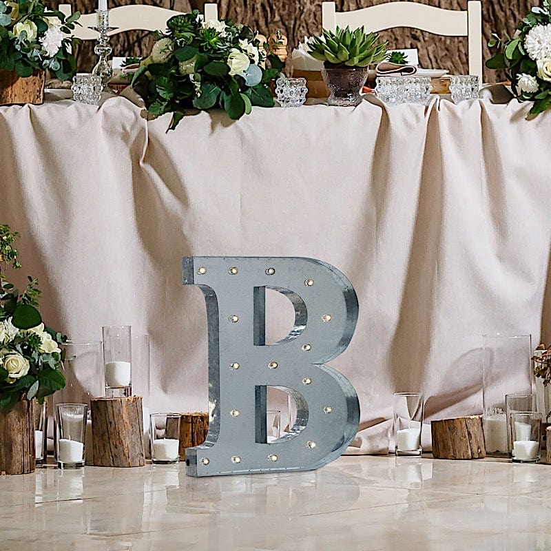 1.7 ft Lighted Metal Marquee Silver Light Up Letter