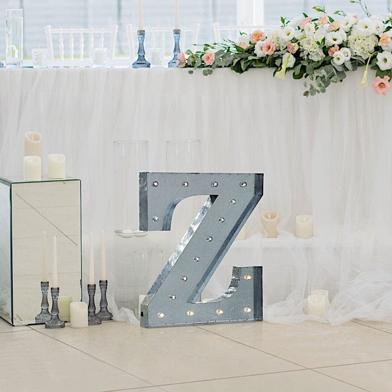 1.7 ft Lighted Metal Marquee Silver Light Up Letter
