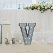 1.7 ft Lighted Metal Marquee Silver Light Up Letter