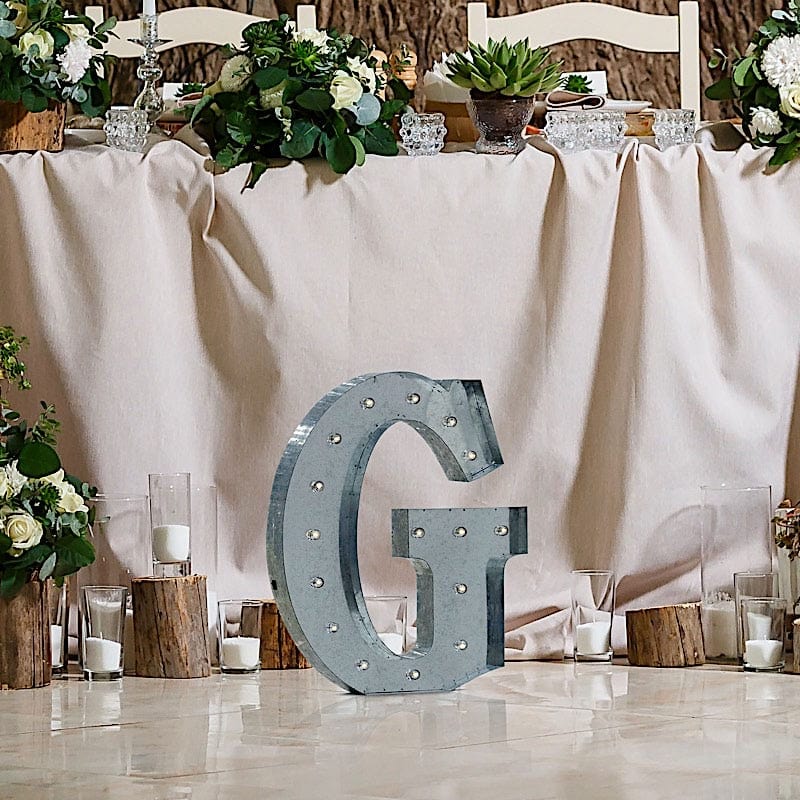 1.7 ft Lighted Metal Marquee Silver Light Up Letter