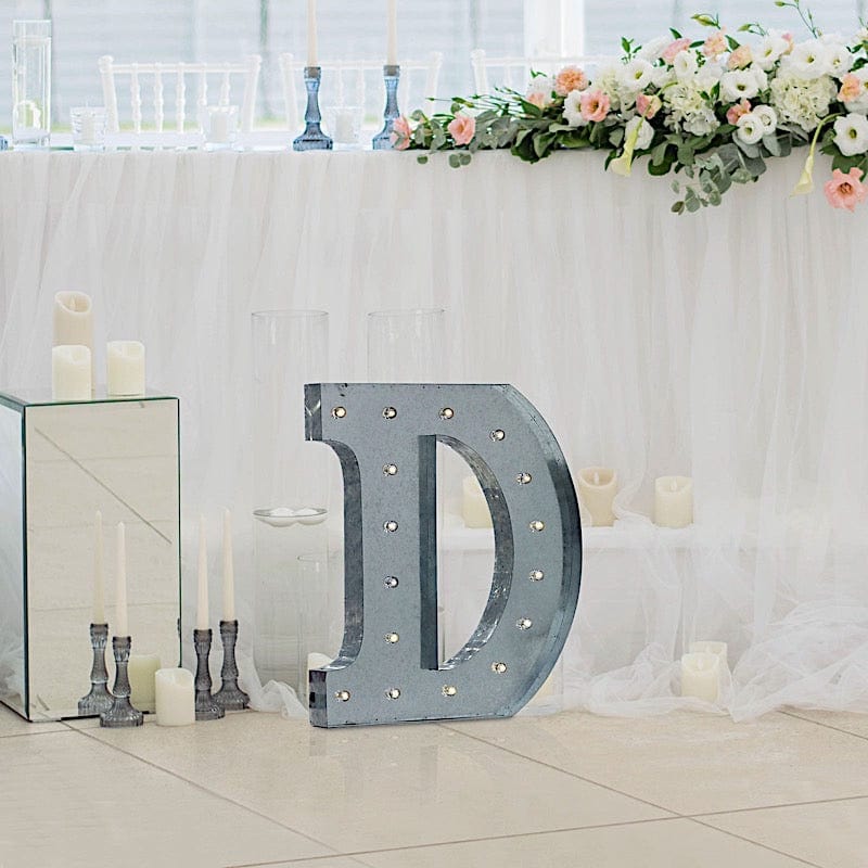 1.7 ft Lighted Metal Marquee Silver Light Up Letter