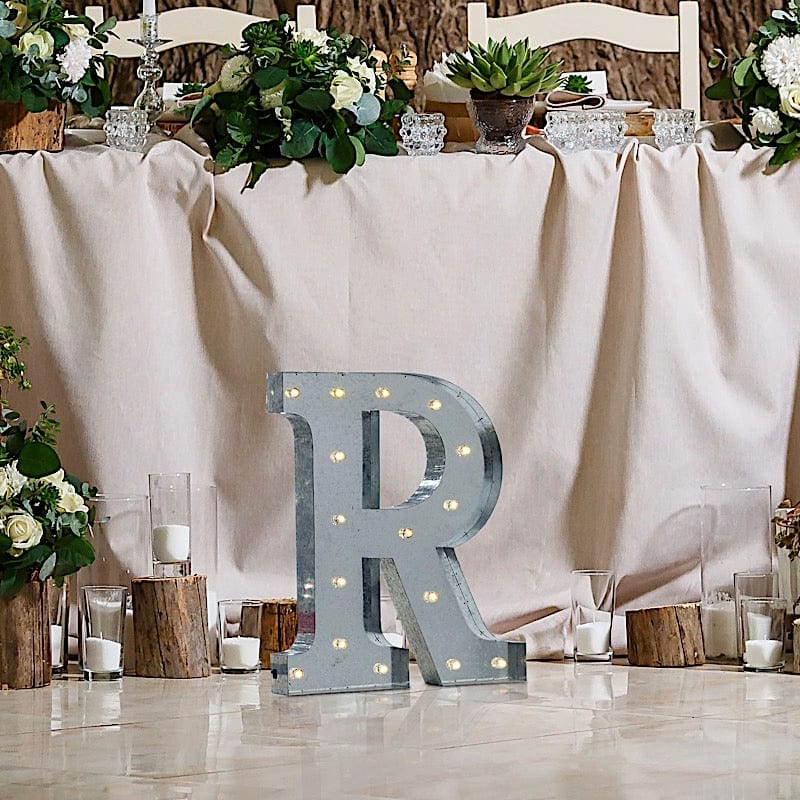 1.7 ft Lighted Metal Marquee Silver Light Up Letter