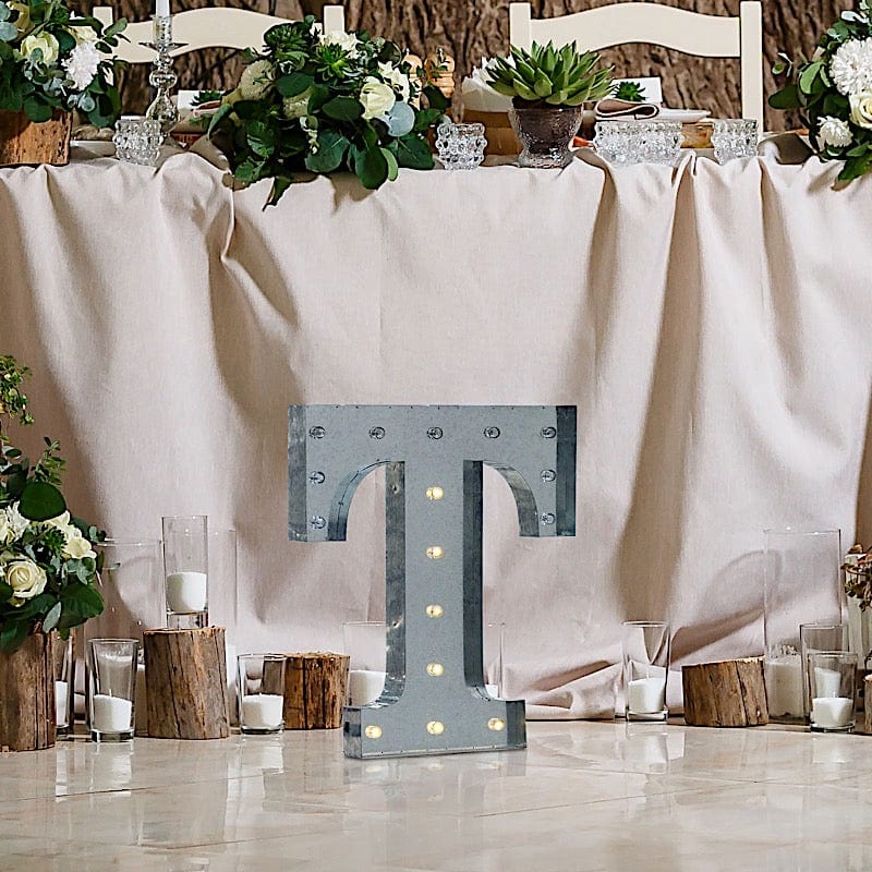 1.7 ft Lighted Metal Marquee Silver Light Up Letter