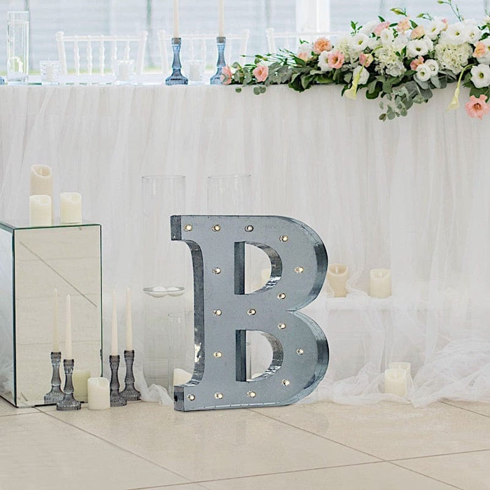 1.7 ft Lighted Metal Marquee Silver Light Up Letter