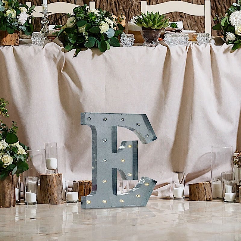 1.7 ft Lighted Metal Marquee Silver Light Up Letter