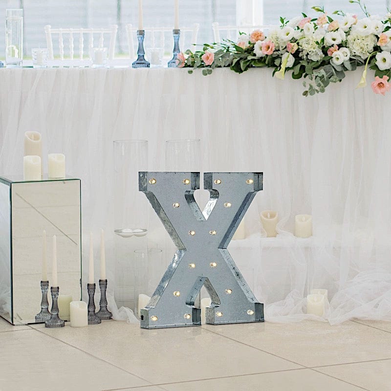 1.7 ft Lighted Metal Marquee Silver Light Up Letter