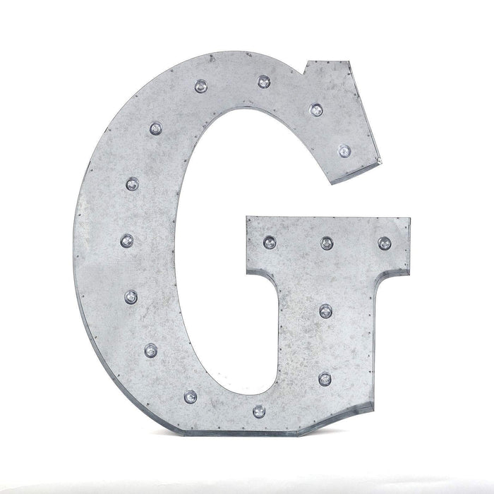 1.7 ft Lighted Metal Marquee Silver Light Up Letter WOD_METLTR01_20_G