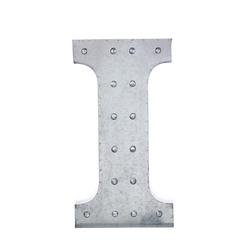 1.7 ft Lighted Metal Marquee Silver Light Up Letter WOD_METLTR01_20_I