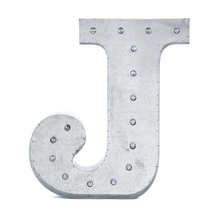 1.7 ft Lighted Metal Marquee Silver Light Up Letter WOD_METLTR01_20_J
