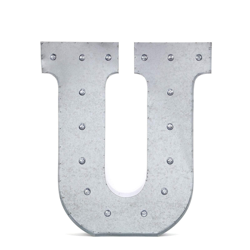 1.7 ft Lighted Metal Marquee Silver Light Up Letter WOD_METLTR01_20_U