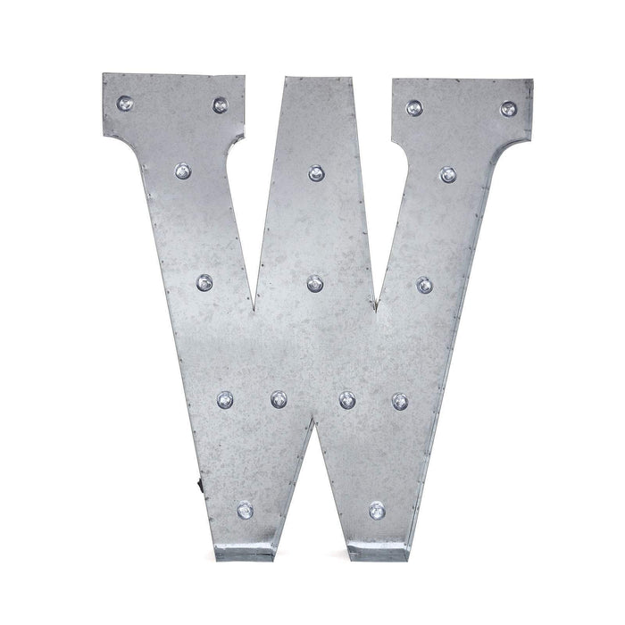 1.7 ft Lighted Metal Marquee Silver Light Up Letter WOD_METLTR01_20_W