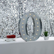 1.7 ft Lighted Metal Marquee Silver Light Up Numbers