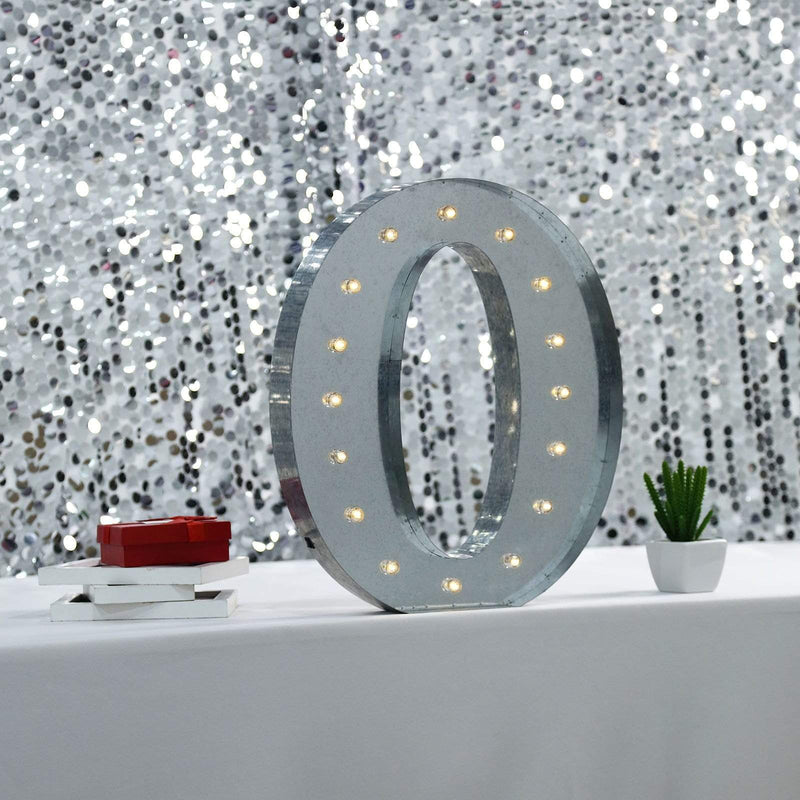 1.7 ft Lighted Metal Marquee Silver Light Up Numbers