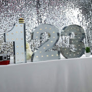 1.7 ft Lighted Metal Marquee Silver Light Up Numbers