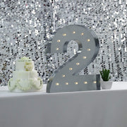 1.7 ft Lighted Metal Marquee Silver Light Up Numbers