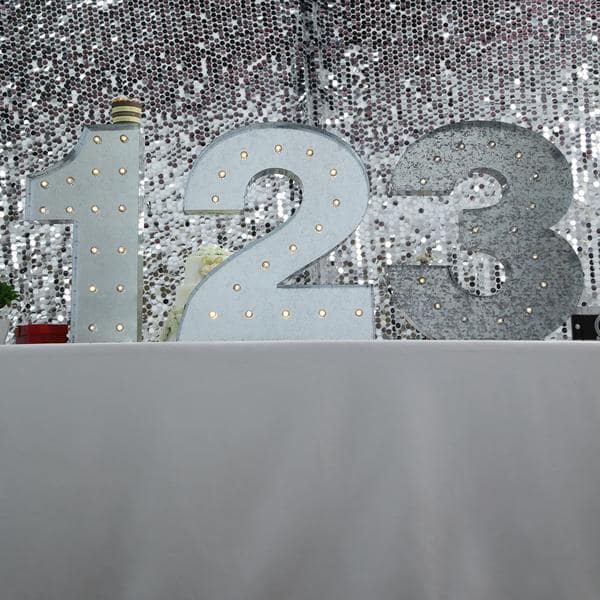 1.7 ft Lighted Metal Marquee Silver Light Up Numbers