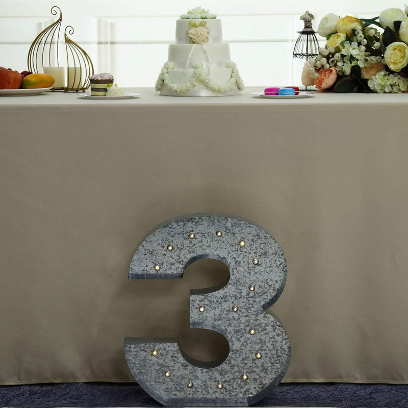 1.7 ft Lighted Metal Marquee Silver Light Up Numbers