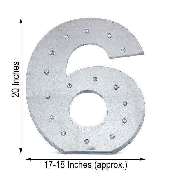 1.7 ft Lighted Metal Marquee Silver Light Up Numbers