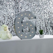 1.7 ft Lighted Metal Marquee Silver Light Up Numbers
