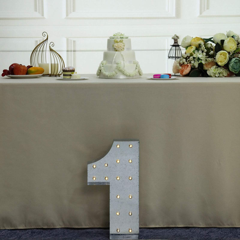 1.7 ft Lighted Metal Marquee Silver Light Up Numbers