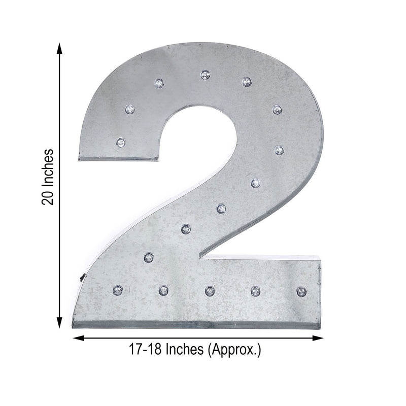 1.7 ft Lighted Metal Marquee Silver Light Up Numbers