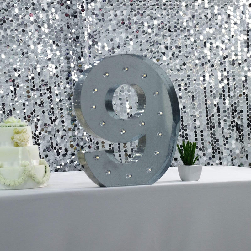 1.7 ft Lighted Metal Marquee Silver Light Up Numbers